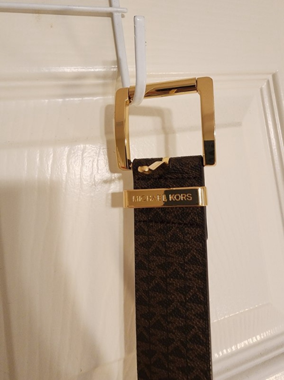 Michael Kors Brown Leather Belt with Gold Buckle